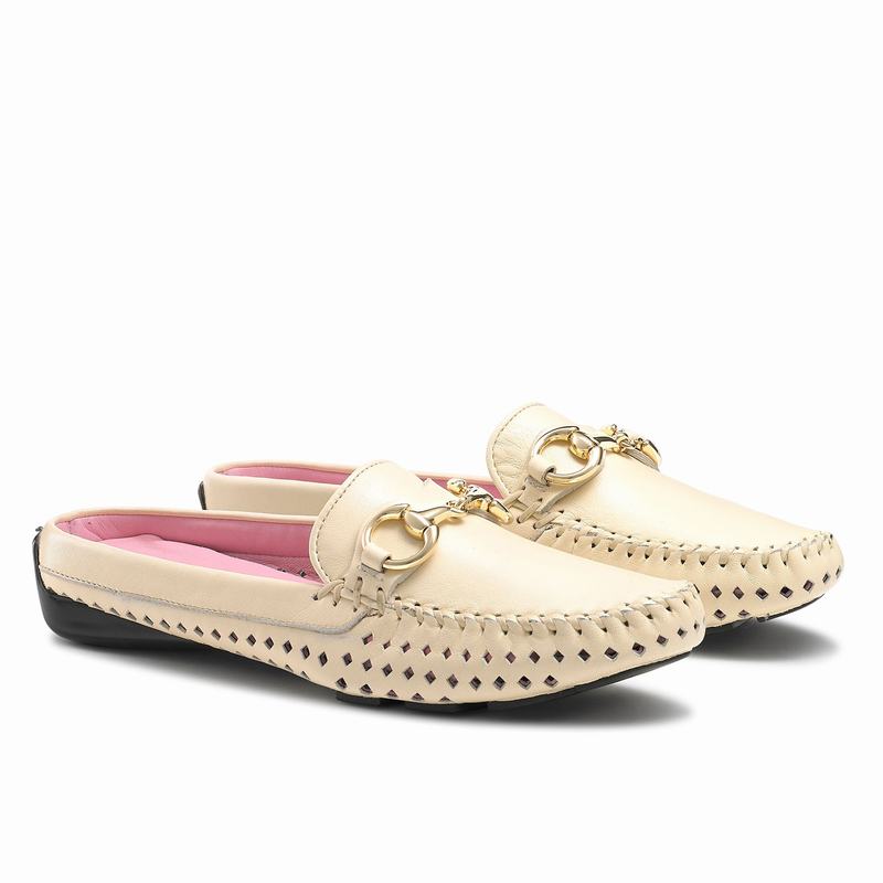 Mocassini Russell And Bromley Perlamule Donna Crema Bianche | ZPW1490YL